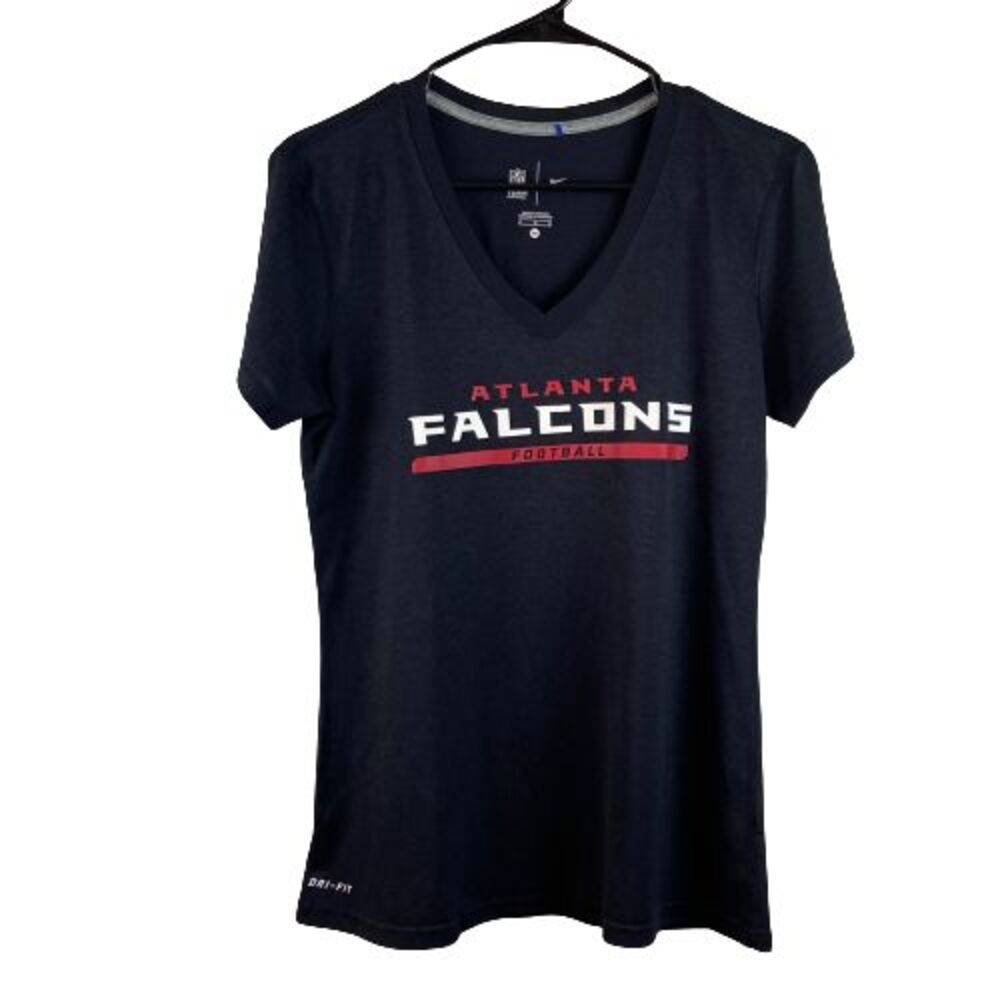 Nike Dri-Fit NFL Atlanta Falcons Shirt Womens M Black Short Sleeve V-Neck